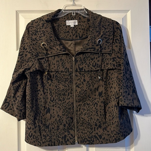 Erin London Leopard Print Jacket Large - Picture 1 of 5